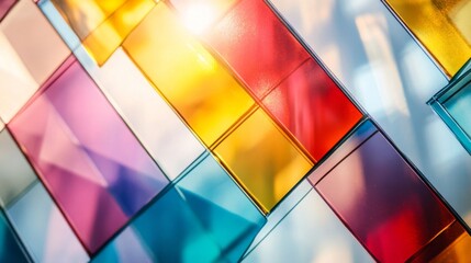 Fototapeta premium Colorful Glass Blocks Create Abstract Design