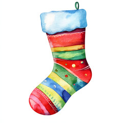 Illustration of a Christmas sock with gifts and Christmas decorations 