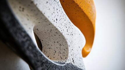 Fototapeta premium A close-up of an abstract sculpture made from various materials and colors, Symbolizing the integration of diverse elements into a unified form, minimalist style