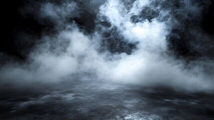 Fototapeta premium Dark Atmospheric Scene With Fog And Ground