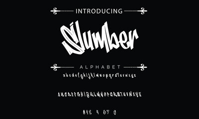 Alphabet in hand-drawn street graffiti style. vector graffiti alphabet on a black background