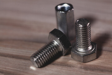 screws and bolt on white background.