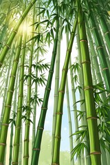 Obraz premium Bamboo Grove Serenity: A Tranquil Illustration