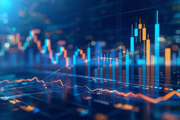 Financial Data Analysis and Stock Market Trends Visualization. Finance concept