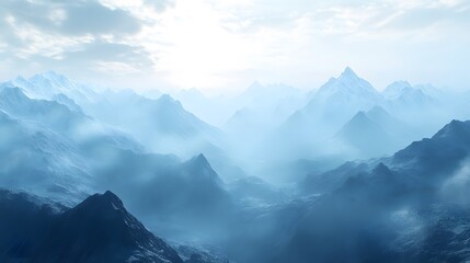 Obraz premium Majestic Blue Mountains Under a Cloudy Sky