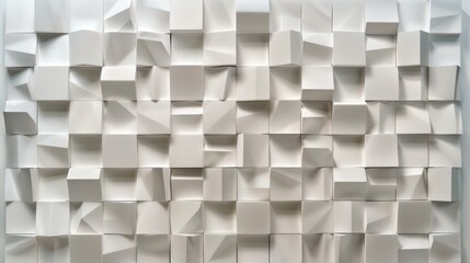 Close-up of abstract white geometric 3D cubes with intricate angles and depth, creating a modern artistic pattern.