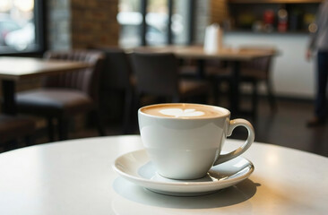 Fototapeta premium Glass mug coffee on light background, drink for restaurant menu. AI Generative