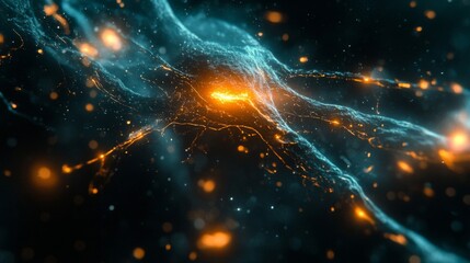 Obraz premium Abstract Cosmic Nebula Glowing Energy Streams