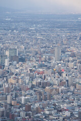 Fototapeta premium 札幌藻岩山山頂展望台からみた札幌のビル群の街並み