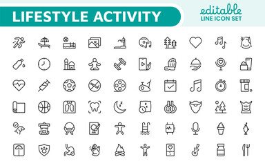 Lifestyle Icon Set. A chic and versatile collection of icons representing wellness, hobbies, daily living, lifestyle, and personal growth.