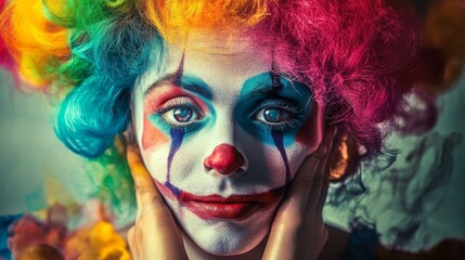 Obraz premium clown with colorful makeup