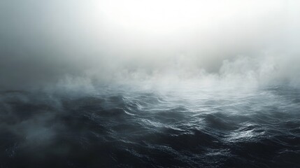 Obraz premium Misty Ocean Waves Under a Cloudy Sky