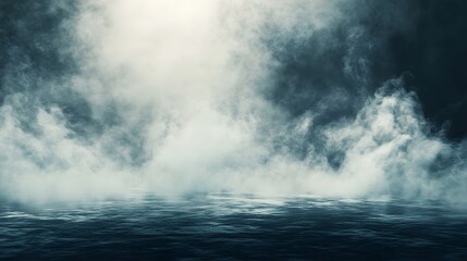 Obraz premium Moody Fog Over Dark Water Mysterious Scene