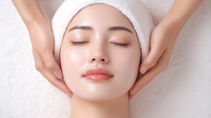Relaxing spa treatment for woman enhancing skin beauty indoor serenity health environment close-up perspective