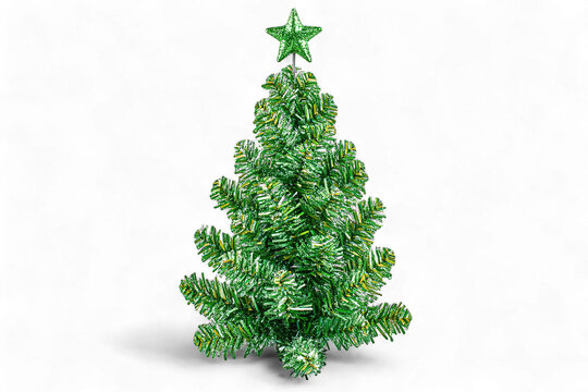 Fake Christmas tree isolated on white background. Suitable for wishing card.
