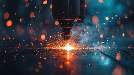 Industrial Laser Cutting Machine Sparks Metal Fabrication