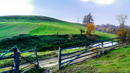 Autumnal landscape of Kashubia Region in Poland.