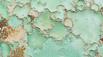 Obraz premium Abstract Macro View of Oxidized Metal with Nature-Inspired Pattern in Greens and Blues | Ultra-Detailed Photography