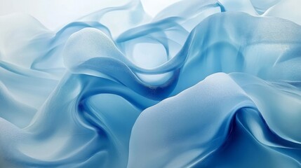 Fototapeta premium Abstract Blue Fabric Draped Softly in Waves