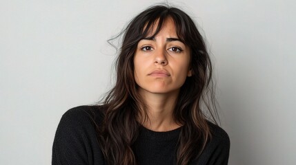 Fototapeta premium Young Uruguayan Woman with Puzzled Expression on Neutral Background