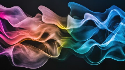 Obraz premium A detailed shot of a spectrum of colorful, abstract waves blending together against a dark background, Representing the harmonious blend and flow of diverse ideas and experiences