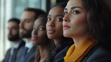 Obraz premium Business people looking up with hope and confidence