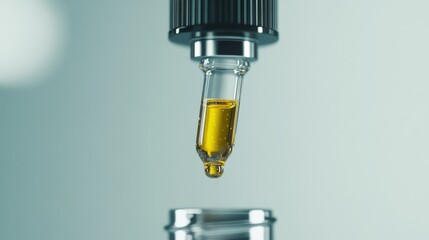 Dropper Bottle with Marijuana Oil on White Background