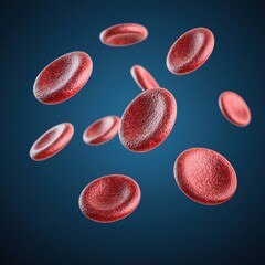 Fototapeta premium Floating Red Blood Cells in a Blue Background with Shiny Effects