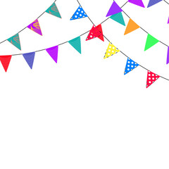 Fototapeta premium Pennant flag celebration hang for banner or poster template, decoration party festive, holiday garland design, illustration of colorful string, event birthday or Christmas vector