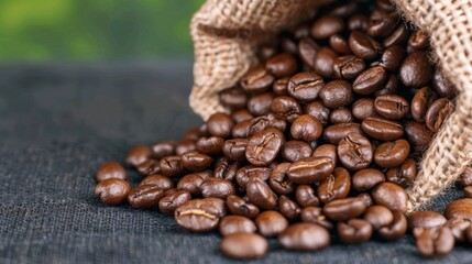 Fototapeta premium freshly roasted coffee beans in a bag