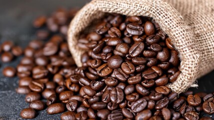 Fototapeta premium freshly roasted coffee beans in a bag