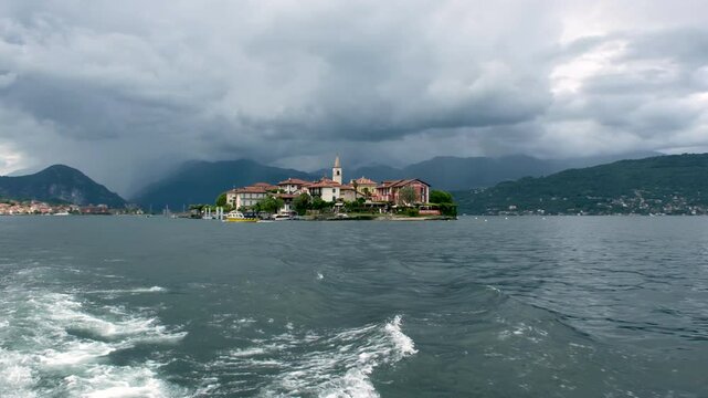 boat on Lake Maggiore in Italy. High quality 4k footage