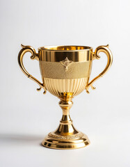Gold Champion Trophy on White Background for Awards and Achievements.