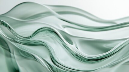 Abstract Green Glass Waves Flowing Design