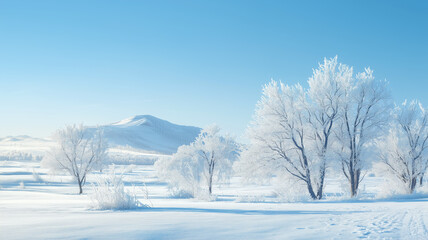 Fototapeta premium snow covered trees in the mountains