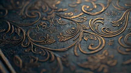 Obraz premium Luxurious Macro Metal Texture with Paisley Pattern in Rich Tones for Elegant Designs