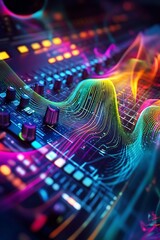 Vibrant Abstract Representation of Sound Engineering and Audio Mixing