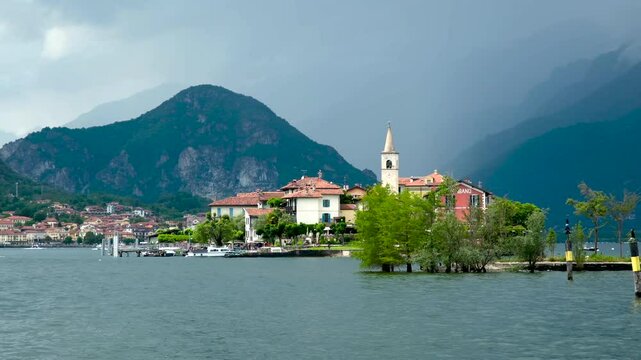 boat on Lake Maggiore in Italy. High quality 4k footage
