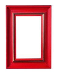 vertical empty red wooden picture frame isolated