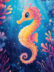 Adorable Seahorse Swimming in the Vibrant Underwater Ocean