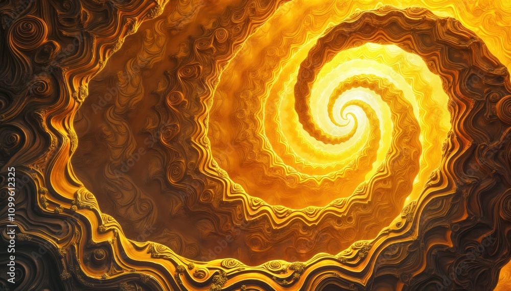 Aufkleber abstract spiral pattern design in warm yellow, golden brown shades. intricate, complex textures crea