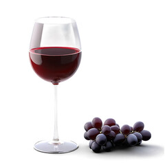Red wine glass with grapes