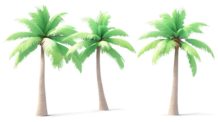 Green Palm Trees Set