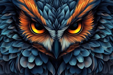 Fototapeta premium Owl Mascot. Boho-Style Ethnic Illustration of an AI Owl