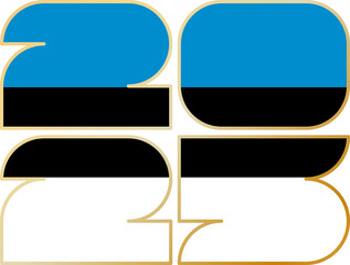 2025 with flag of Estonia