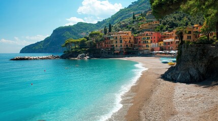 Fototapeta premium Enjoy a relaxing holiday by the beautiful mediterranean sea, your perfect seaside escape awaits