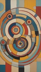 Rhythmic Spiral Abstract Composition of Colorful Circles and Swirls Creating a Dynamic Pattern of Light and Design