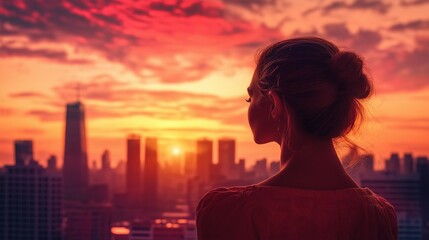 Fototapeta premium Serene Urban Sunset with City Silhouette