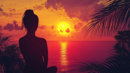 Fototapeta premium Serene Sunset Over Tranquil Ocean Horizon