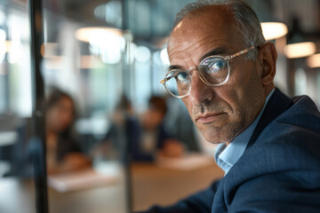 Obraz premium Senior executive leading a focused office meeting discussion